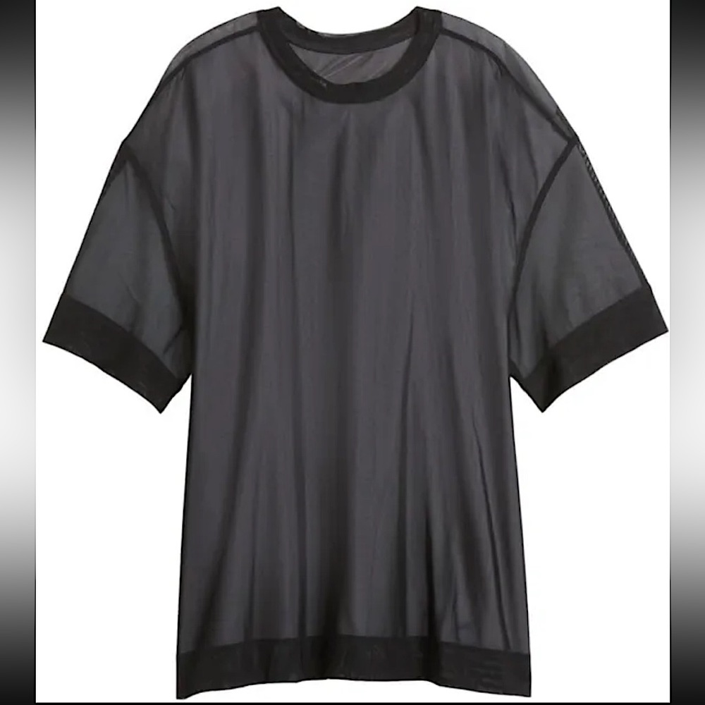 Athleta Black Mesh Oversized T-Shirt. Size: 1X